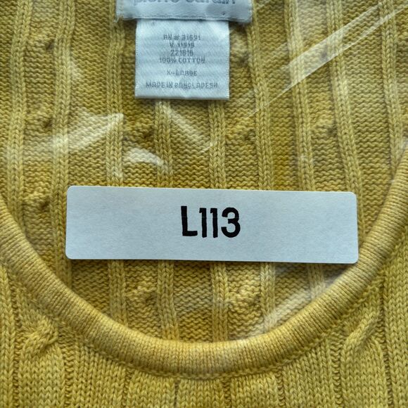 Pierre Cardin Women Cable Knit Sweater Vest Vintage Y2K Preppy Yellow XL L113 - Picture 7 of 7